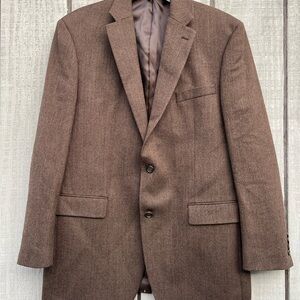 Lauren Ralph Lauren brown herringbone Wool Men's Blazer 44L sport coat jacket